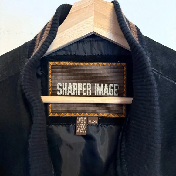 VTG Sharper Image Leather Seude Brown Black Bomber Jacket – XL
